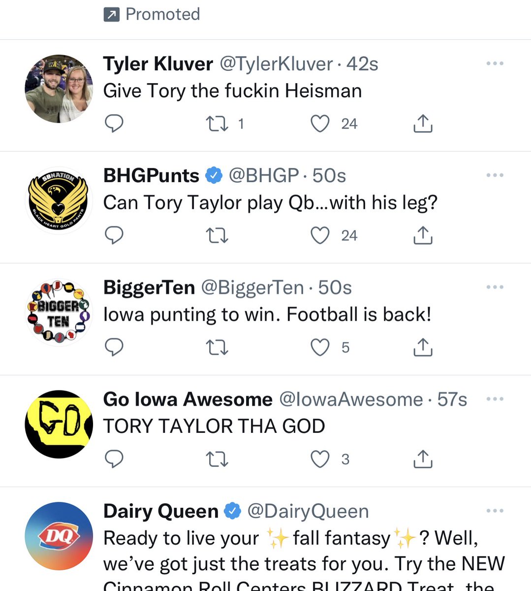 DarcyD26's tweet photo. Tell me Iowa football is back, without telling me Iowa football is back. #GoHawks https://t.co/F8o8zwsSfs