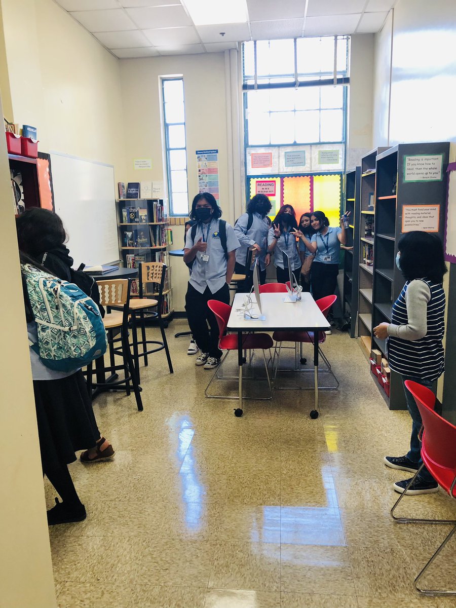 MissJAmaya's tweet photo. First week of school and our media center is already filled with kiddos wanting to check out books!! 🤩 So so grateful for our new media specialist, Dr. Torres who shares my passion for getting books into students’ hands!! 📚♥️ @IHSatLP @DrHumphrey5 @MrShulmanPGCPS https://t.co/3v0SB5gsQI