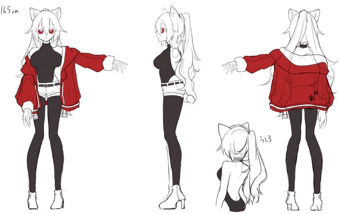 謎の3面図はあったのでこちらだけ……
ネコチャンの名前はあってないような物なので好きに呼んでもらえたら嬉しいです、ぼくはドッペルゲンガー(ドッペル)って呼んでます 