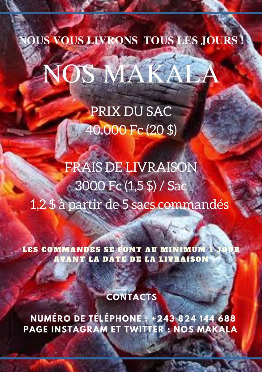 Ne vous déplacez plus ! Désormais, la qualité vient à vous. IMAGINEZ pouvoir acheter du charbon de bois (makala) sans les tracas habituels en un coup de fil ou un message.
NOS MAKALA : PARTOUT POUR VOUS