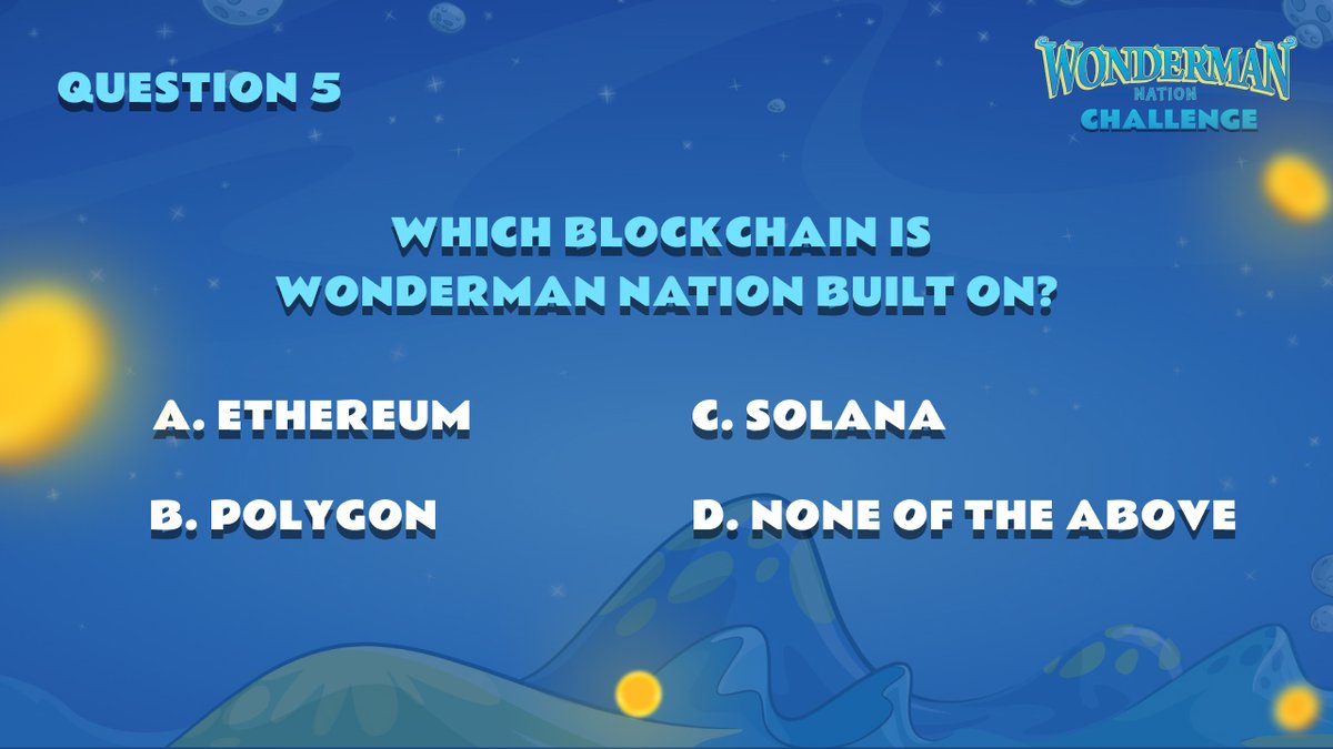 WondermanNation's tweet photo. ‼️ Question 5 of 7 ‼️

Second question of #TheWondermanChallenge is here 🚀

Like, retweet &amp; answer this question correctly in the comments below 👇

Only 2 more questions to go Wondermanians ⏰

#WondermanNation #P2E #NFT #Giveaway https://t.co/yS6GsnHiFX
