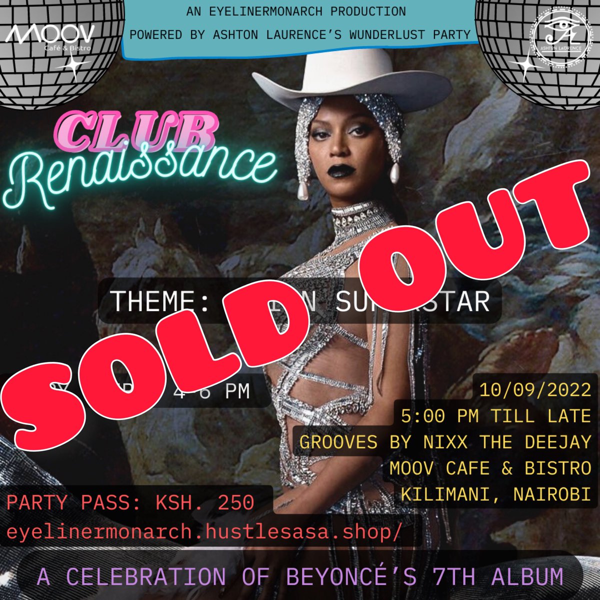 AND JUST LIKE THAT WE’RE SOLD OUT! THANK YOU SO MUCH TO EVERYONE WHO’S BEEN IN SUPPORT OF THIS AND HAS CHOSEN TO PULL UP TO #CLUBRENAISSANCE BY THE #WUNDERLUSTPARTY! SEE YOU AT @MOOV_BISTRO, #WHERETHEPARTYATNEXT! 
🥹🥳🪩👽