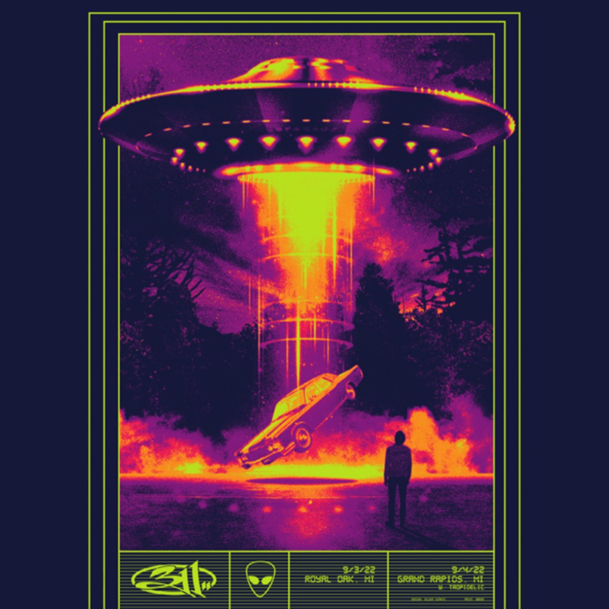311's tweet image. TONIGHT! Royal Oak, MI - @ArtsBeatsEats 

4pm venue doors 
7:30pm @ChevelleInc 
9:30pm 311 

Event shirt &amp;amp; poster at the merch booth! 

Poster art by Silent Giants 
Song Inspiration: “Loco” / for The Songbook Series. Regs numbered out of 113, Foils out of 50.