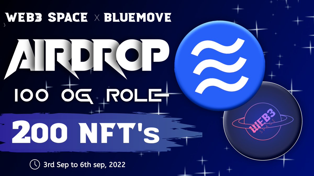 😉😉 Massive #Giveaway

🤩🤩 Total Giveaway Pool - 200 legendary NFTs &amp; 100 OG Rule 

( Each NFT worth is 300$) 

To Enter ⤵️
➡️ Follow <a href="/Web_3space/">WEB3 Space</a> 🔔
➡️ Like, RT &amp; Tag 3 Friends
➡️ Finish Gleam : wn.nr/2vxspw

6th SEP ⏰

#Giveaway #Airdrop #Aptos #Sui #FreeNFT