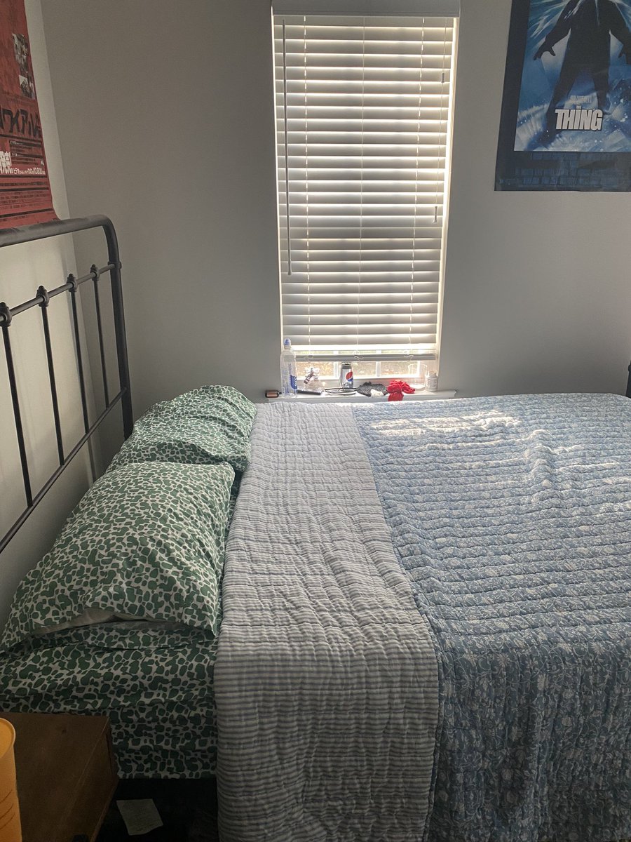 hooked up with someone and I let him sleep in bc I work early and he made my bed before he left