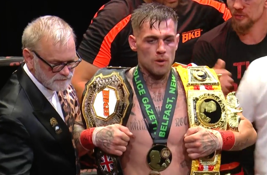 PGBCboxing's tweet photo. Congratulations to Police Gazette World 175-lb Champion Barrie Jones, UK 225-lb Champion Dan Podmore, British 165-lb Champion Scott McHugh and all fighters at #BKB28. Complete results at https://t.co/9a0Wk3YIGX https://t.co/Qidnb5S3k1