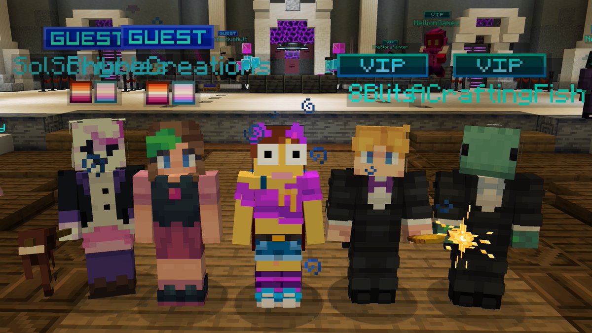 with my pals, just had a good time at mcprom, had a panic attack and am very lightheaded but HEY thats just what happens when you play video games, so  :)
FUN GAME
COOL PPL
funny