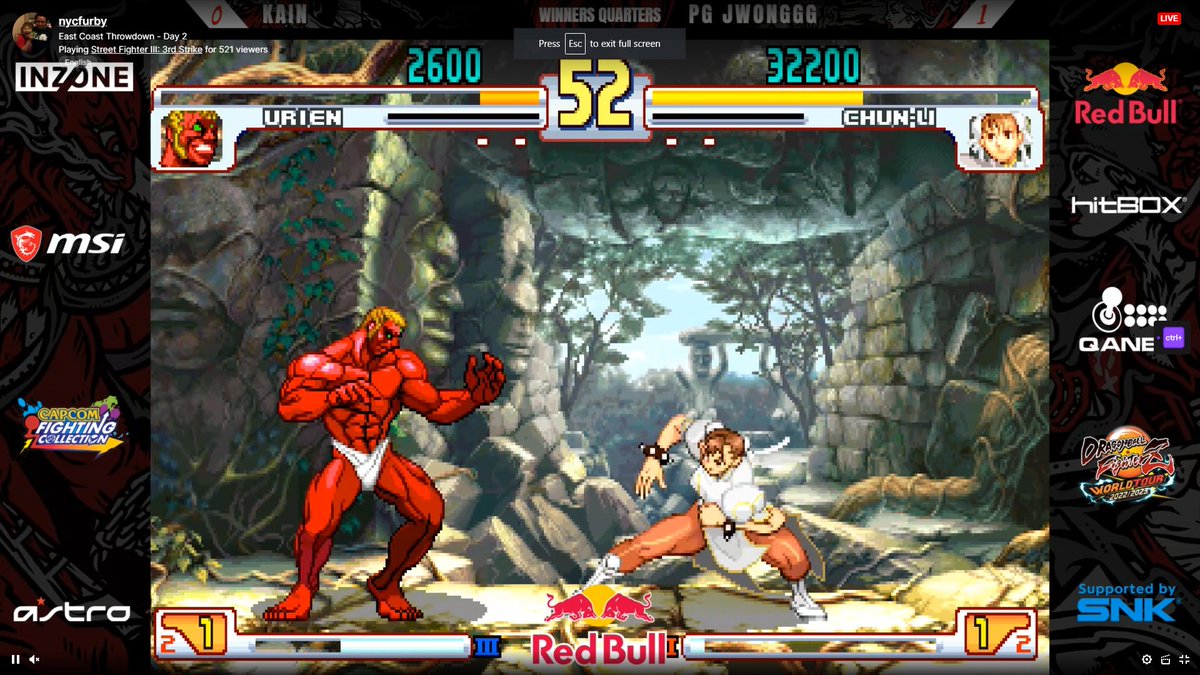 nycfurby's tweet photo. 3rd Strike @ecthrowdown Top 8 https://t.co/y1h1Dd2Fe7
#ArcadeGaming #RetroGaming #ThisIs3rdStrike https://t.co/Jq9FOhHehe