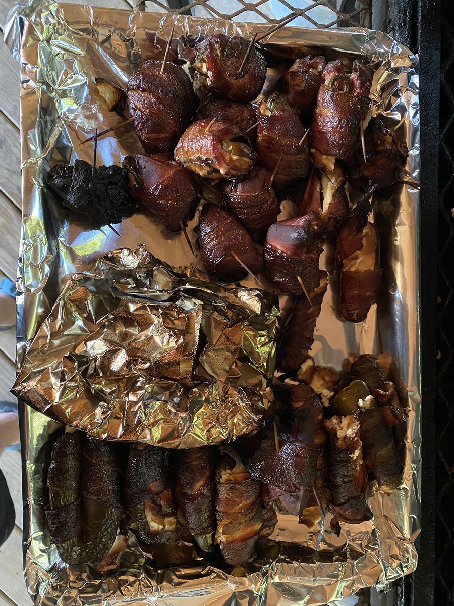 Smoked bacon wrapped dove and jalapeños