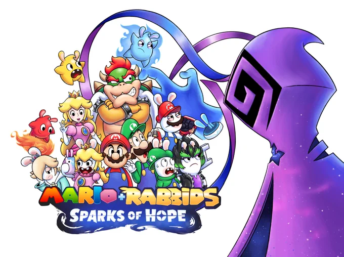 Big Commission for Mario + Rabbids Sparks of Hope in the Mario &amp; Luigi Art styleLogo by #MarioRabbidsFanArt #rabbids 