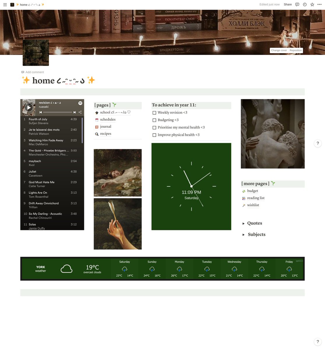rueseki's tweet image. my first notion page! it took basically all day-
i watched a few youtube tutorials and i think i manged to get a handle on it. there are definitely improvements to be made✨but ✨ i like it &amp;lt;3

#notion #notionapp #aestheticnotes #studytwt #studytwtuk #lifetwt #lifetwtuk