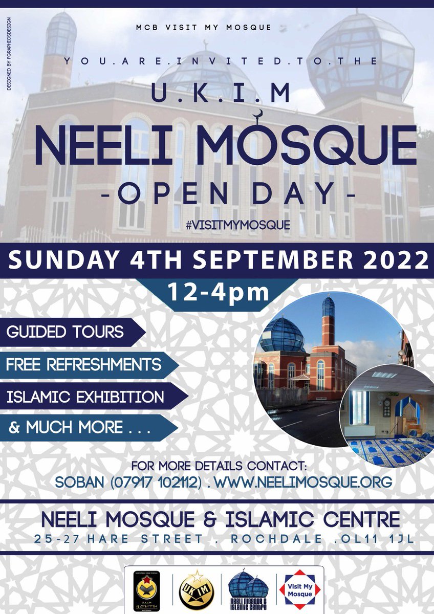 Rach31M's tweet photo. Tomorrow, I would encourage you to take part in #VisitMyMosque OPEN DAY in #Rochdale 🕌

Led by @MuslimCouncil it is an opportunity for people from all faiths (or no #faith), cultures and diverse backgrounds to understand the day-to-day workings of a #Mosque in our #community🕊 https://t.co/cprpVyjZEv