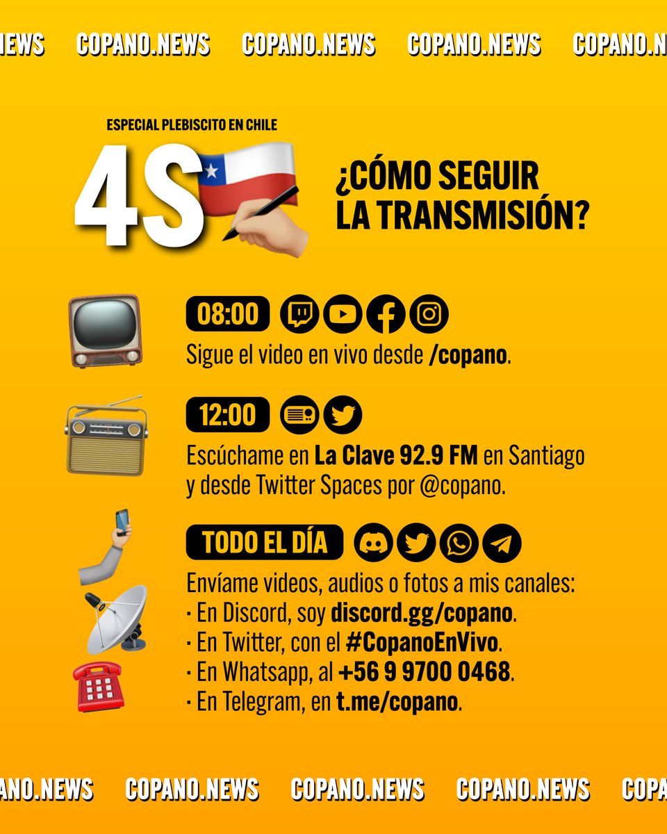 copano's tweet photo. 🔴Mañana en vivo desde las 8. Todas las redes para que agregues en transmisión. Accede en https://t.co/VQIEqIU3N3 https://t.co/1RvINTAfax