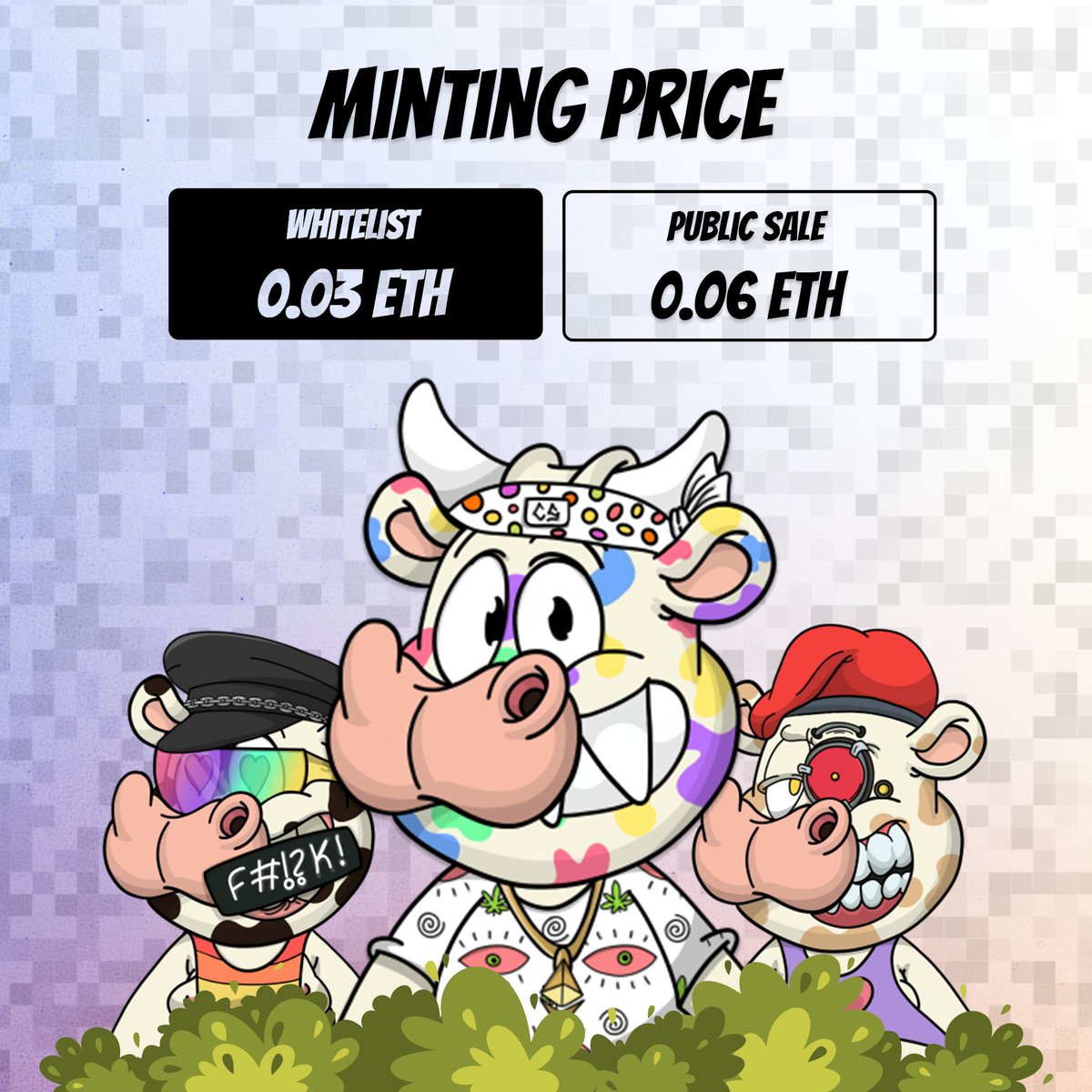 cowsquad01's tweet photo. Public Price➡️ 0.06 #Ethereum 

#Whitelist Price ➡️ 0.03 #ETH

The WL #Giveaway from yesterday is still ongoing!

It's not too late to enter now!

Make sure to follow @cowsquad01 and stay up to date!💸

We will be hosting more #Giveaways for our amazing #NFTCommunity regularly! https://t.co/J8gzMJdj7a