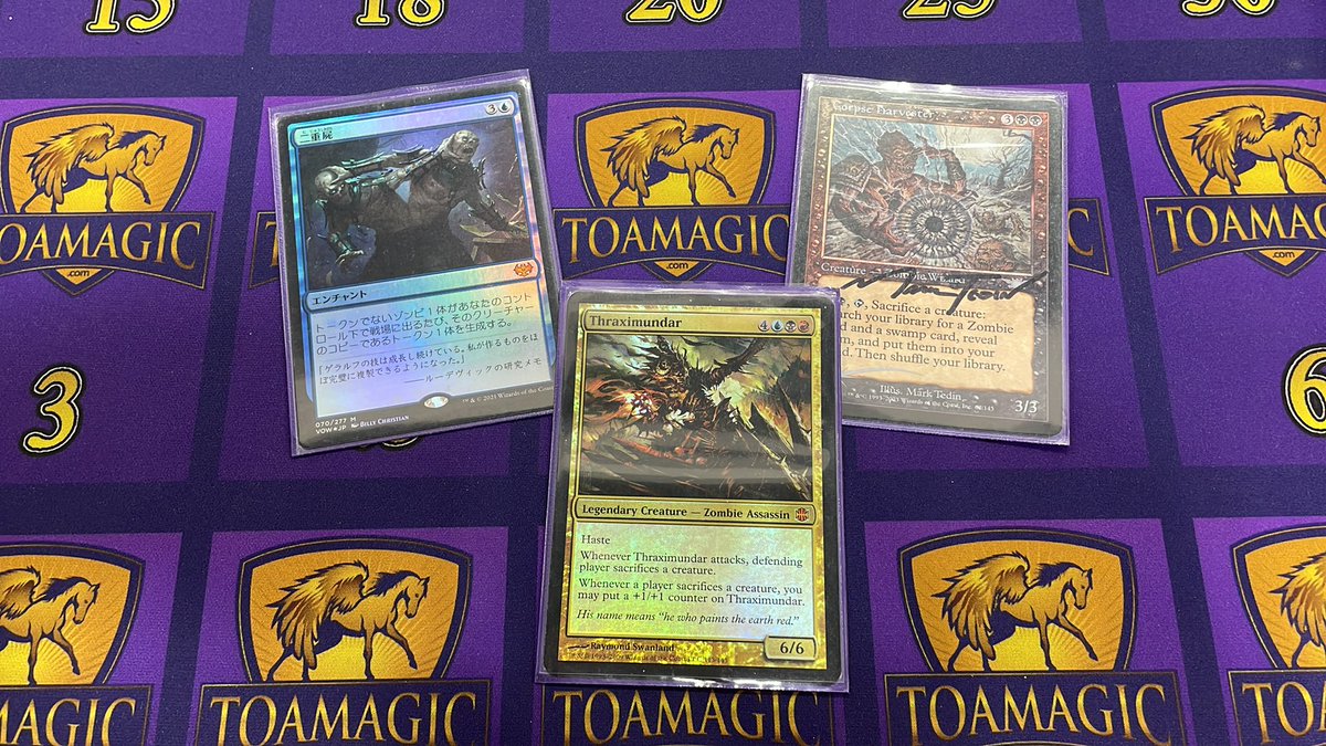 ToaMichael's tweet photo. Bought another Commander deck.  Your price $2,000.  Commander is Thraximundar.  Deck is all shiny and has a healthy amount of non-English (mostly JPN) and signed.

6 non foils total, no duals.  Want to see more cards? 10 RTs = 5 new cards shown.  DM to purchase. https://t.co/qLByE91Nk0