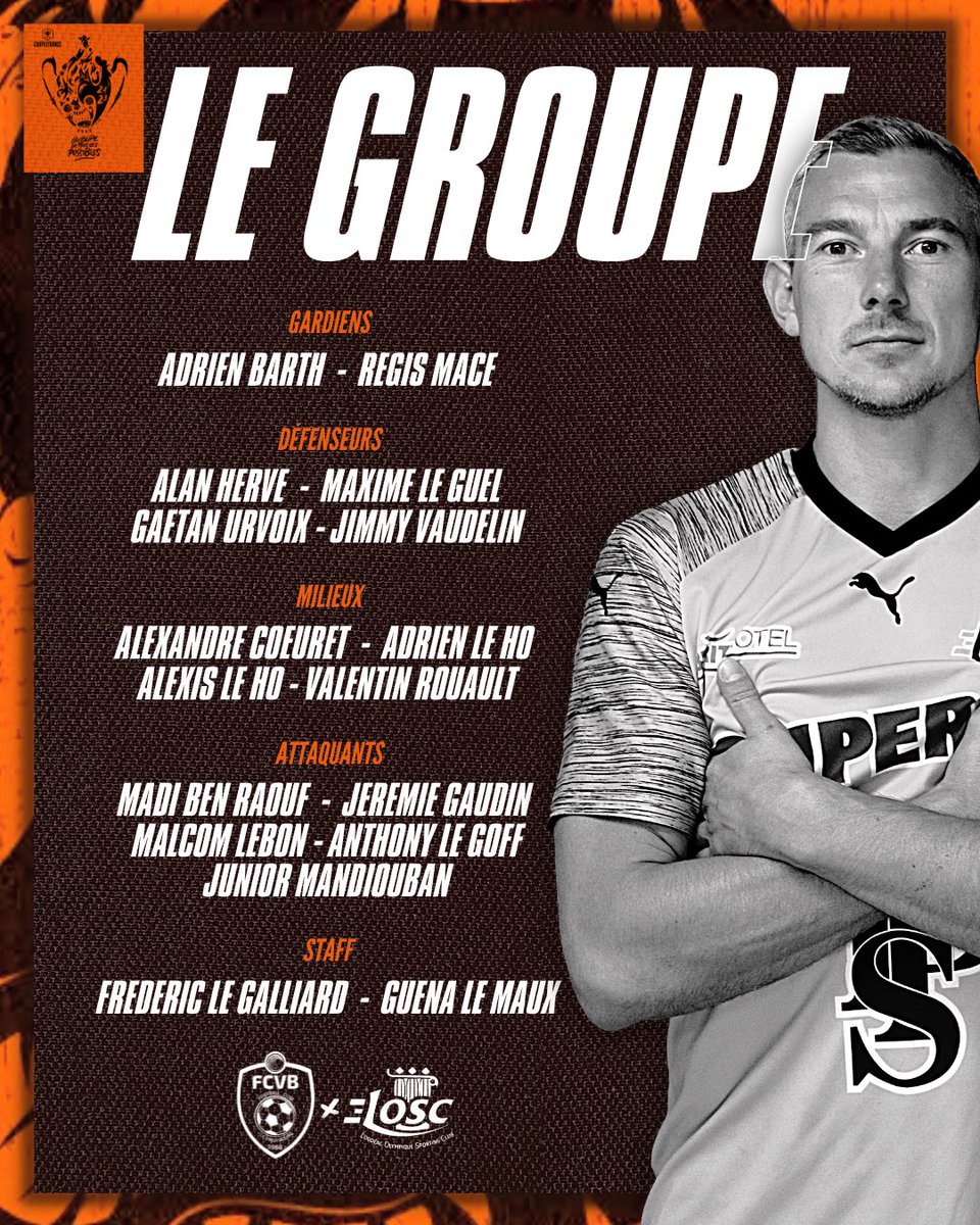 LoudeacOSC's tweet photo. ⚡️CDF - LE GROUPE⚡️

Découvrez les 15 joueurs qui porteront la tunique Tangos ce dimanche en @coupedefrance 💪🏼⚔️

#ALLEZTANGOS 🧡🖤 https://t.co/ikSkrn8GFc