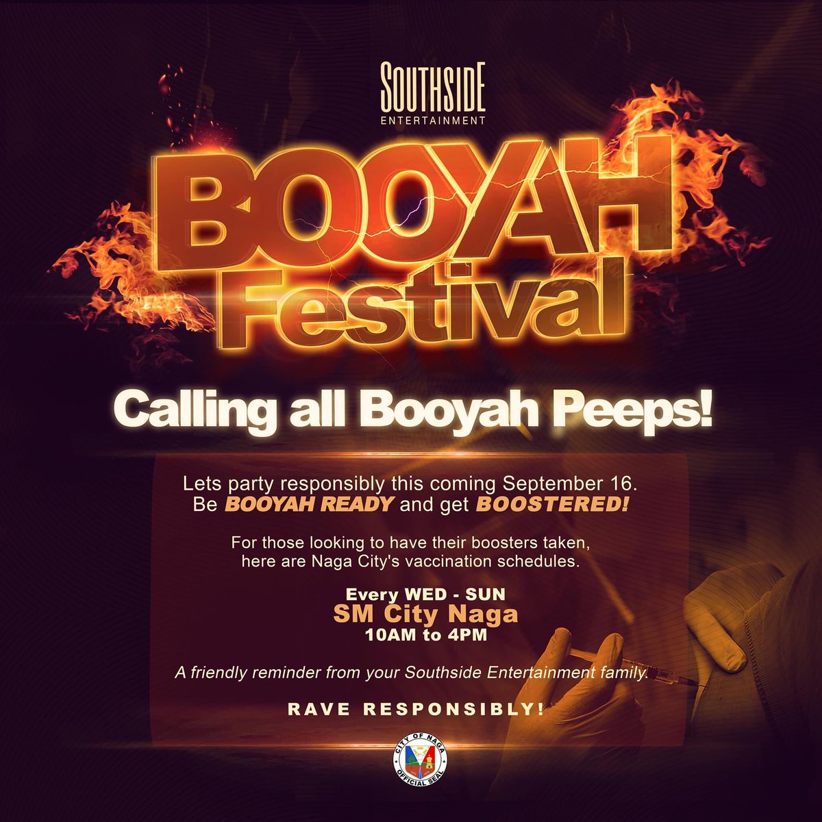 SephNaga's tweet photo. A friendly reminder from us!💪🏽

#BeBooyahReady
#RaveResponsibly
#BooyahFestival2022 
#ReviveTheVibe
#WeTheSouthside https://t.co/SlbJOL4mv8