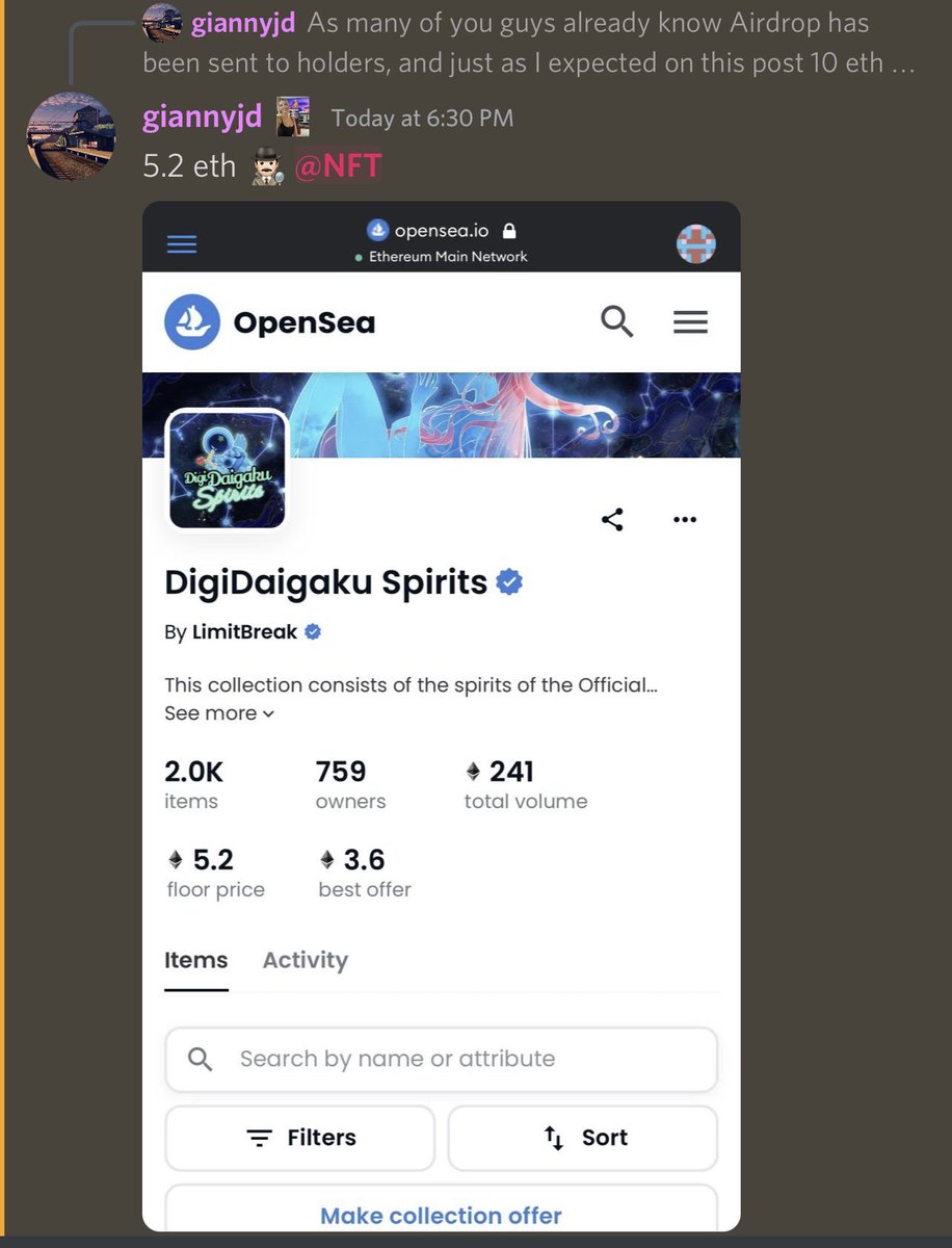 giannyjd's tweet photo. Almost 24 hours later about 2ETH up 🕵🏻‍♂️ @DigiDaigaku Spirits. 
This Is what I’ll work hard to get the guys on @GPortalnft from now on, calling there thanks for the opportunity @HokeHustles https://t.co/3rcmtVI2pK