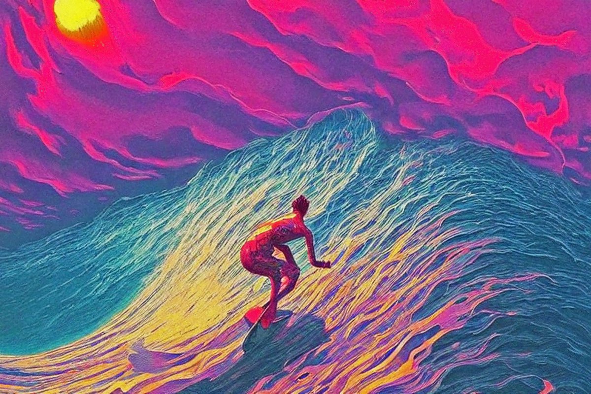 therunninglight's tweet photo. Neural Surfer 🌊🏄♀️
#aigeneratedart #AI #deeplearning #MachineLearning #dreamy #scifi #retro #digital #art #techie #computing #stablediffusion #software #engineering #sdet #automation #futuristic #cyber #ocean #surfing #digitalsurfing #neurosurfer #cyberocean @neural_love https://t.co/KGGloUjHZP