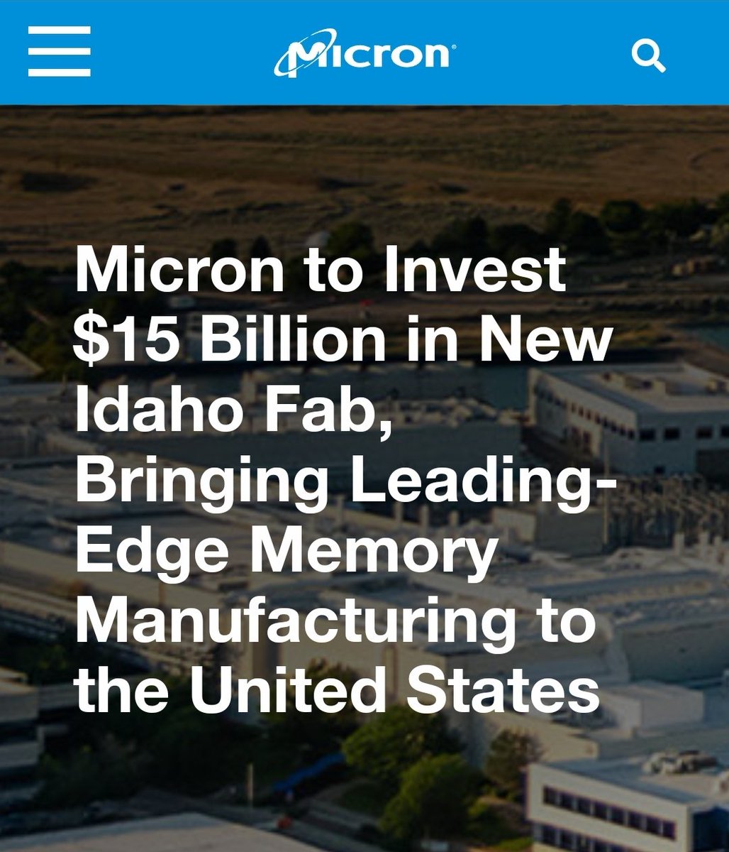 DemCastUSA's tweet photo. Just weeks after Congress passed the CHIPS and Science Act to boost domestic chip manufacturing in America, Micron announced it will invest $15 billion to build a new semiconductor plant in Idaho! Another win for @POTUS! #DemCast #DemCastID https://t.co/WqE8EyBgqX