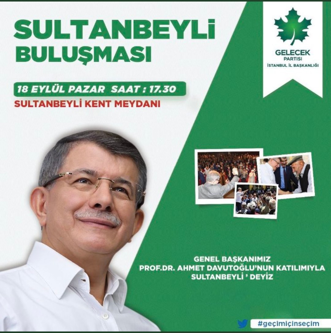 Genel Başkanımız Sultanbeyli ile Buluşacak Yer Yerinden Oynayacak.
!!
Bekle Bizi Sultanbeyli
<a href="/Ahmet_Davutoglu/">Ahmet Davutoğlu</a>