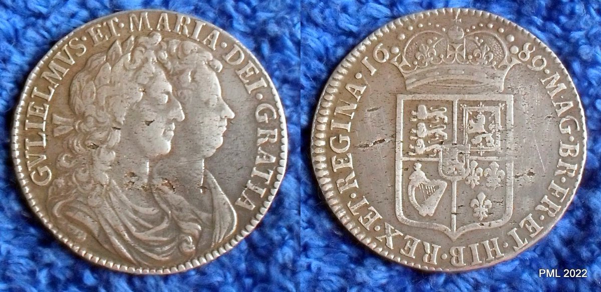 English Half Crown of "The Glorious Revolution" 1689.
William III Mary II.