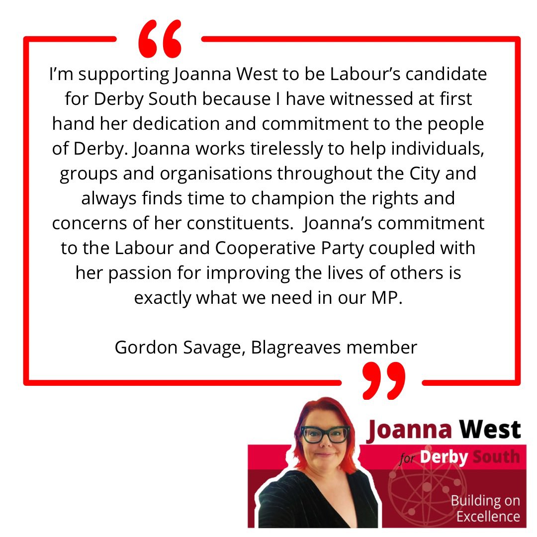 JoannaWestUK's tweet image. Such a strong, supportive statement from my good friend Gordon! I’m so pleased to be surrounded by such genuine people who want to see a brighter future for Derby South 🌹

#BuildingOnExcellence #ForTheFuture #VocalAndVisible #DerbySouth