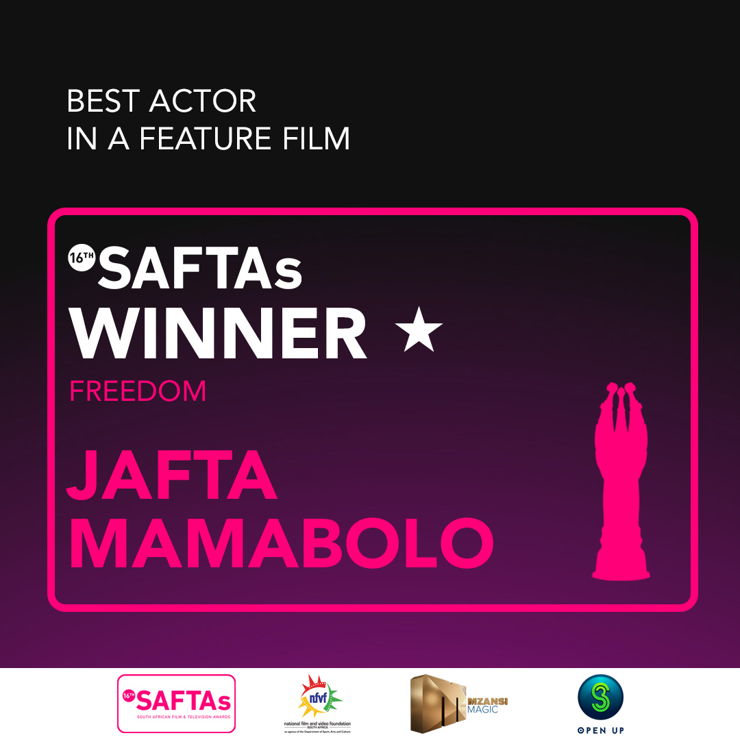 South African Film & Television Awards #SAFTAs (@saftas_1) on Twitter photo Ladies & gents, the winner in the Best Actor in a #FeatureFilm is <a href="/jaftamamabolo/">Jafta Mamabolo</a> for his role in #Freedom, produced by #Ten10Films for @showmaxonline. #SAFTAs Ladies & gents, the winner in the Best Actor in a #FeatureFilm is <a href="/jaftamamabolo/">Jafta Mamabolo</a> for his role in #Freedom, produced by #Ten10Films for @showmaxonline. #SAFTAs