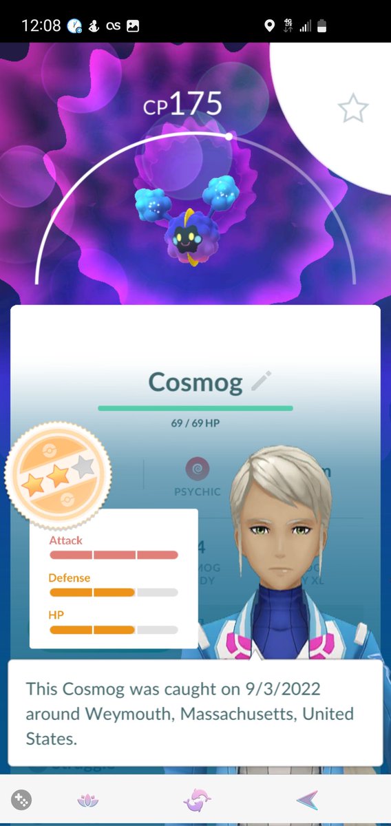 BlackUniGryphon's tweet photo. #Cosmog the #BoobyPrize IVs... 😑
Ya couldn't give me a full 3 stars???
Really??? 🤦‍♀️
#PokemonGo 
All that effort, for this???? https://t.co/zlwA9XUqH1