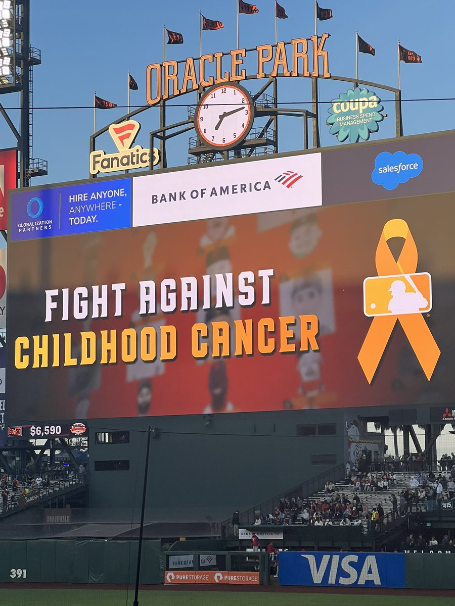 nanelisa's tweet photo. @OracleParkSF @bcraw35 @LaMonteWadeJr @mikeyaz18 Thank you so much #okizu #SFGiants #ChildhoodCancerAwarenessMonth #okizustrong #bp28 You are our village and we greatly appreciate you!!! https://t.co/DNDbejb84P