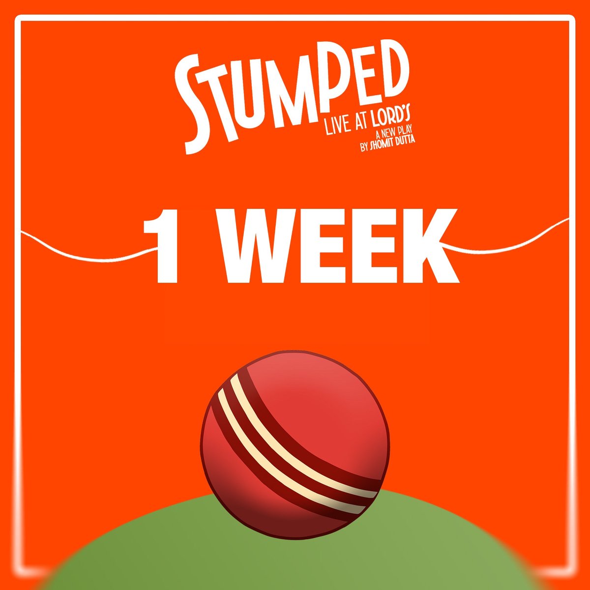 OriginalTheatre's tweet photo. We go live with Stumped one week tonight! 

Secure your tickets at https://t.co/JU5tOAbGtZ 🏏 🎭 https://t.co/4ycOXysImN