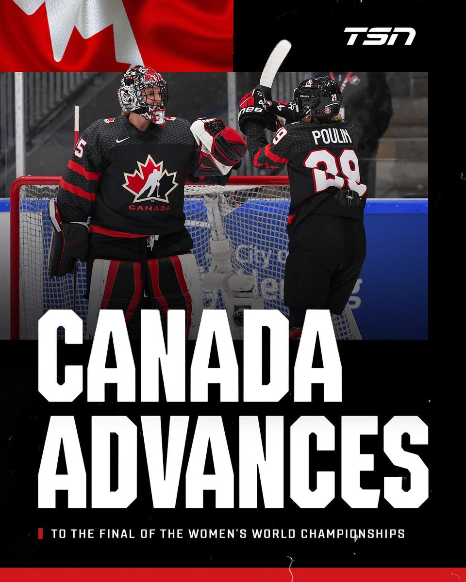 TSN_Sports's tweet photo. 🚨GOING FOR GOLD 🚨

Team Canada advances to the #WomensWorlds gold medal game with a 8-1 win over Switzerland! https://t.co/nw5ydghZp3