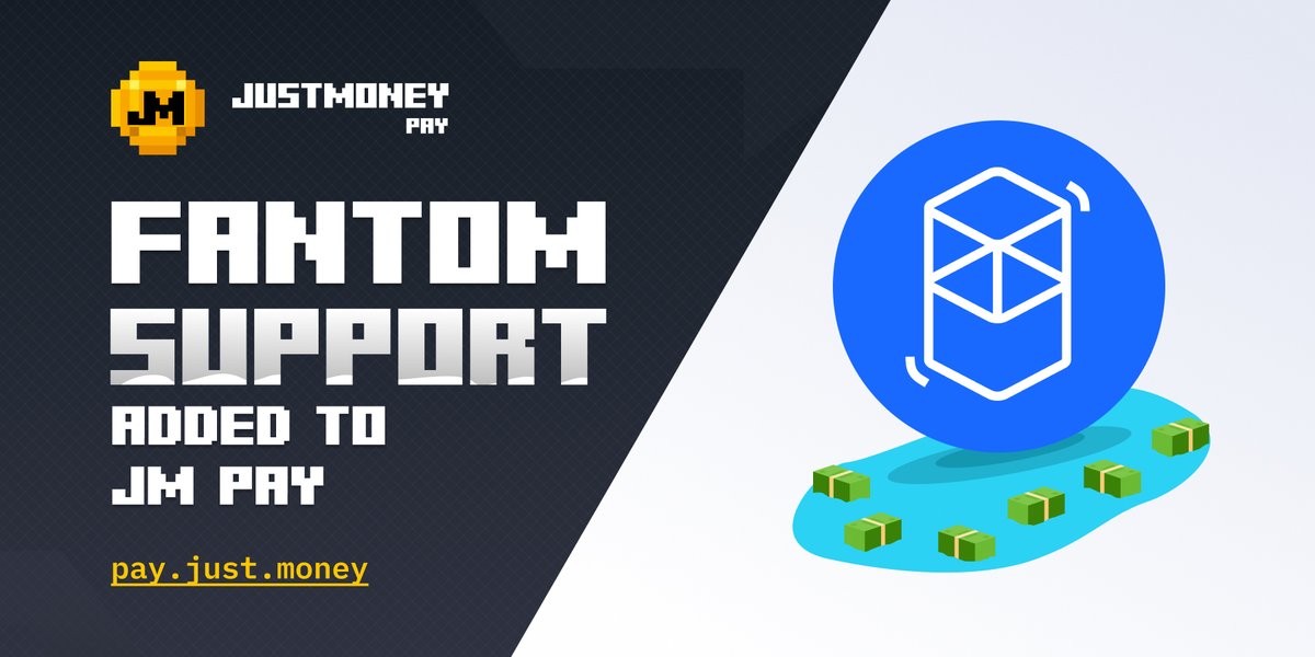 Fantom is now supported on JustMoney Pay!

SpookySwap’s largest pools have been integrated and you can start purchasing goods and services with BTC, DAI, ETH, FTM, USDC &amp; USDT 🥂

More info on pay.just.money

#JmPay $JM $FTM