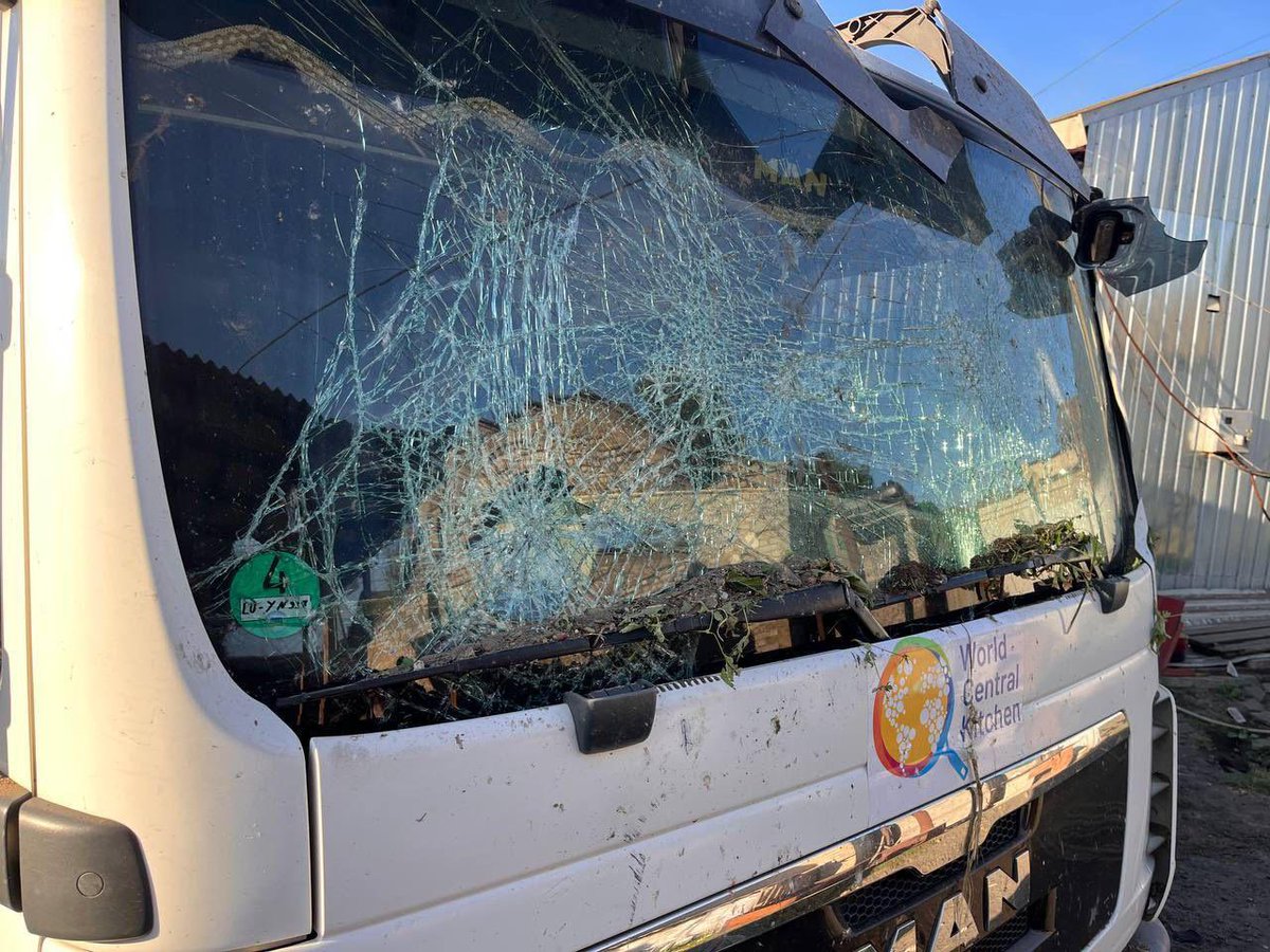 chefjoseandres's tweet photo. Again Russian missiles hit near @WCKitchen location in eastern Ukraine.. thankful our team is okay 🙏 3 trucks damaged &amp; some food destroyed but our incredible team will keep feeding families in need. This is the horrible daily reality for innocent Ukrainians across the country😞 https://t.co/dfDTh2OZrK