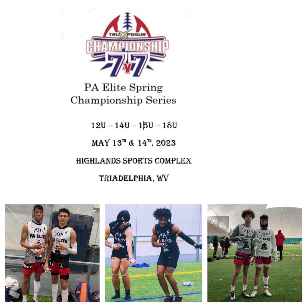 PAELITE7v7's tweet photo. PA Elite will be hosting 2 tournaments in 2023 at the state of the art Highlands Sports Complex sponsored by @Championship7v7
#Champ7v7
#NothingLikeAHomeTournament
#RoadToNationals
#TruXposur
#FirstClassOperation https://t.co/HwVZ3SpxsV