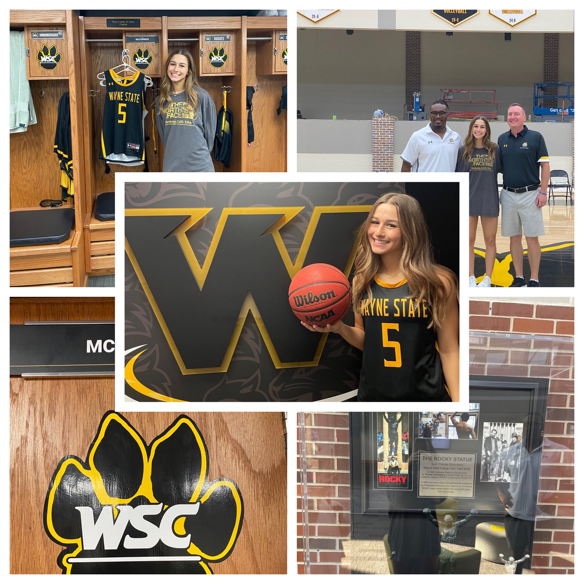 phoenixselect's tweet photo. Phoenix 2023 guard @aaddiemccormick had an incredible official visit to @WayneStateWBB She loved the campus, 🏀 facilities, team &amp; coaches! Grateful to @CoachPollari &amp; @coachDTuck for the hospitality! #GoCats #newWSCfan #NSIC #phoenixProud @EVGirlsBkb https://t.co/r7Nmhi6f9r