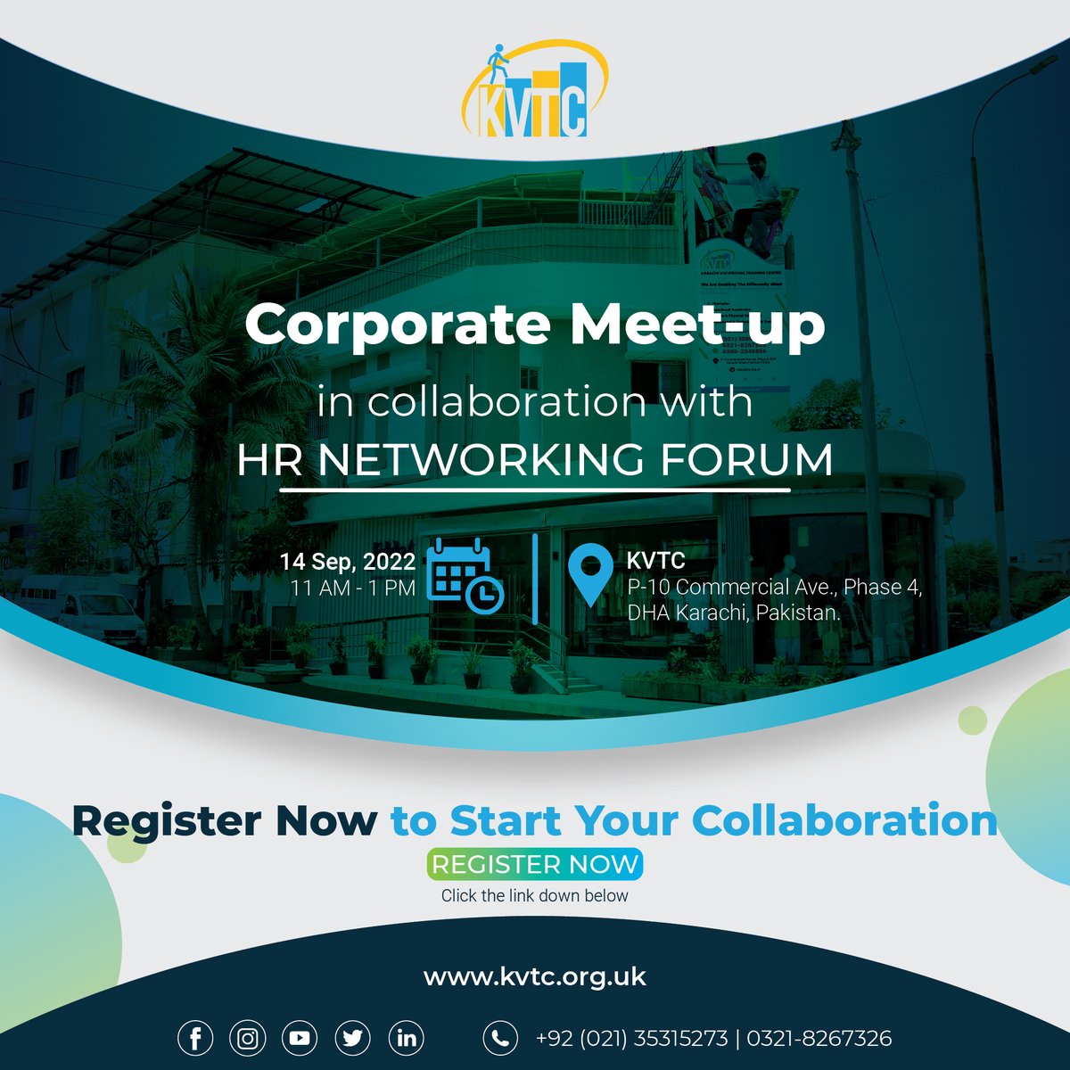 kvtc1991's tweet photo. KVTC in sync with @hrnetworkingforum
invites HR & Marketing Heads to an 'Empowering Meetup' on Wednesday, 14 September at Karachi Vocational Training Centre.
#QabilHaiPakistan #CorporateMeetup #Collaboration
Click the link below to register today!
https://t.co/6S6i1L29UI https://t.co/9eOBn9fxdh
