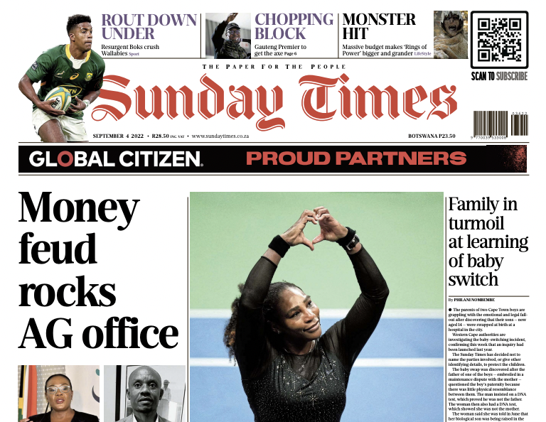 SundayTimesZA's tweet photo. Have something to talk about on Monday, get your copy of the #SundayTimesZA. https://t.co/PHAPnPjW7U