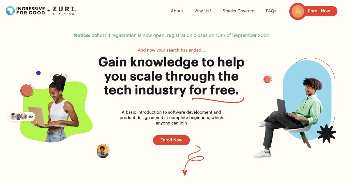 3. I4G x Zuri Training is powered by <a href="/Ingressive4Good/">Ingressive for Good</a>, all graduates will be added to the I4G alumni, and the top graduates will be added to Zuri Talent Pool.
4. Registration will close in 7 days.

Please send us a DM or email if you have any questions.