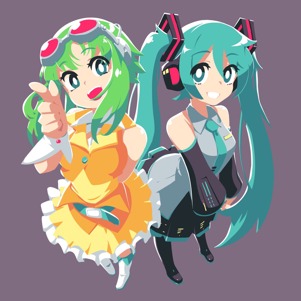 GUMI ,初音ミク 「Happy GUMI day! And a Miku, too, because」|John Suのイラスト