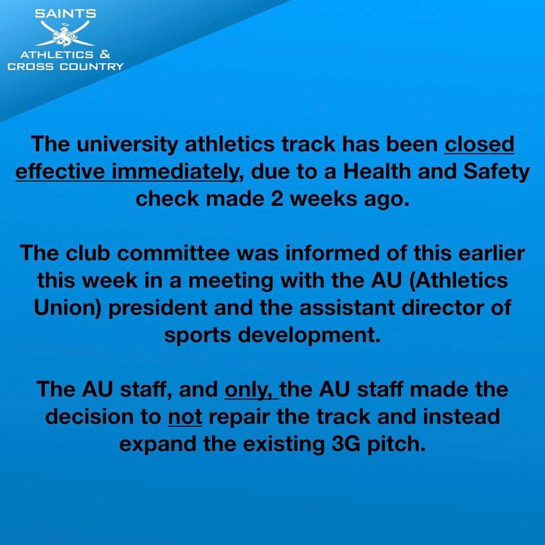 RunsWritesCode's tweet photo. This is terrible news. A lot of future @scotathletics Scotland and GB runners (and paralympians) started on that track. Used by the uni XC and athletics clubs plus @FifeAC. Come on @SaintsSport @univofstandrews! https://t.co/wHHYxQPLNC