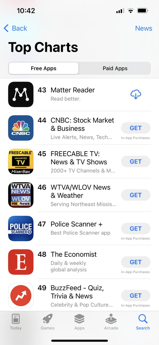 Whoa. Did NOT expect to see Matter ranked so far above Pocket and Instapaper (not to mention The Economist) in the app store. Neat-o!
