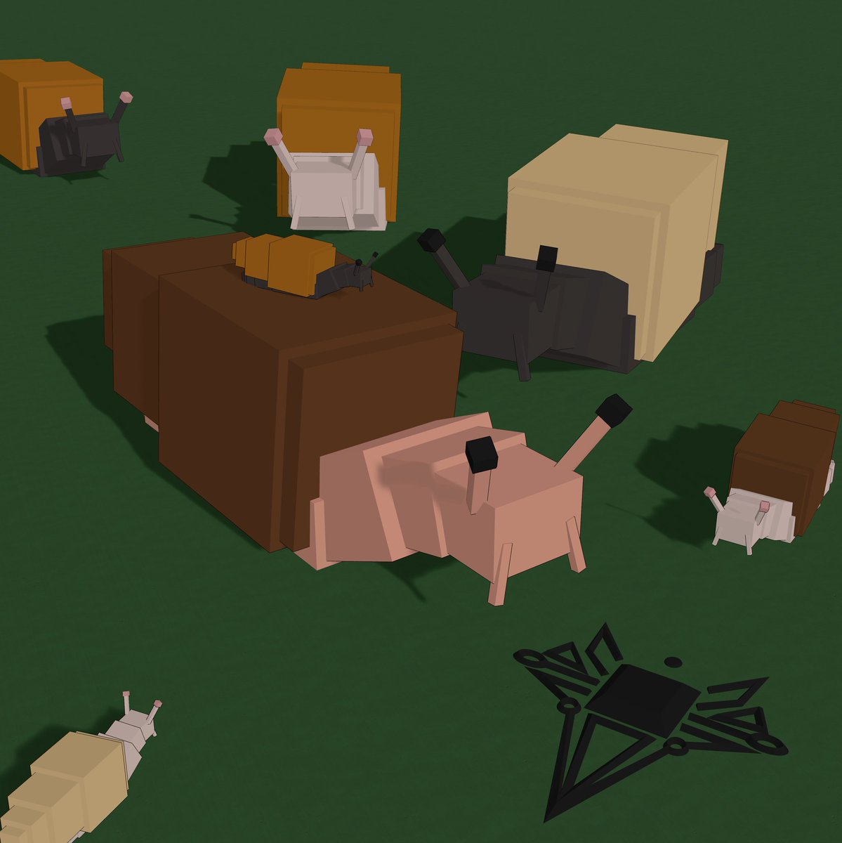 saph_snails's tweet photo. Tried making some simple GALS out of cubes for day 3 of #Snailtember !
They came out way better then I expected, even though I didn't apply any texture to them https://t.co/wu2Ztg3KL8