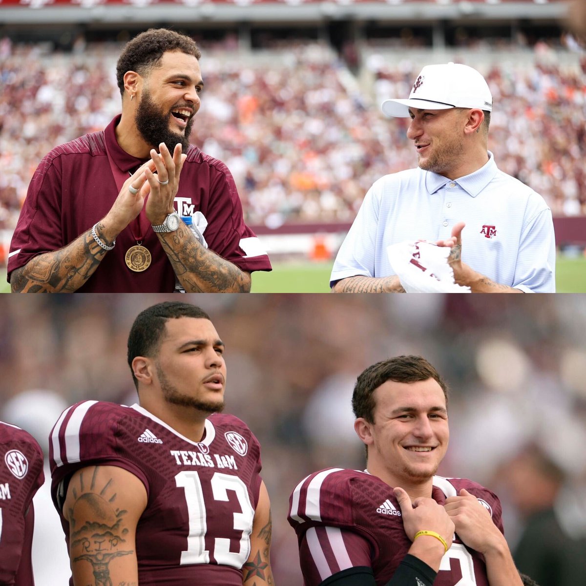 Johnny Manziel and Mike Evans show love to Texas A&M for the first game of the season 🙌🏈 (via @AggieFootball)