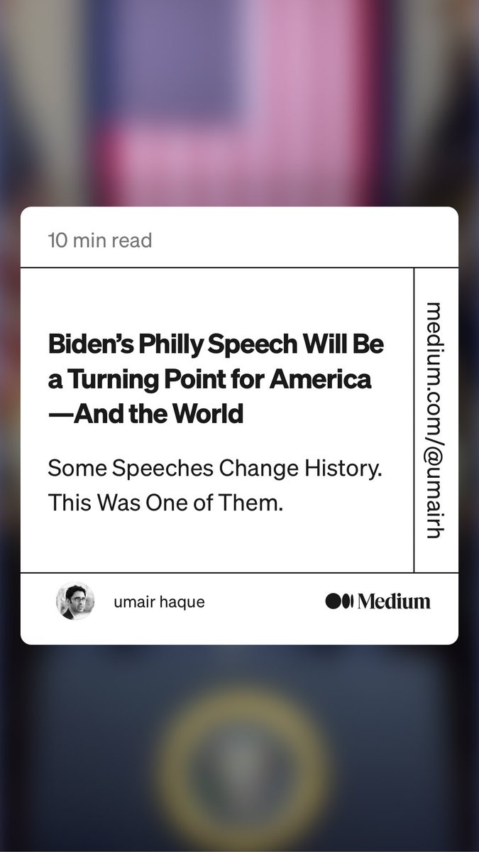 lisaTranLead's tweet photo. “Biden’s Philly Speech Will Be a Turning Point for America — And the World” by umair haque
https://t.co/Tg4tpZ8Fn2   
Amazing article!! https://t.co/MdAPihO5jm