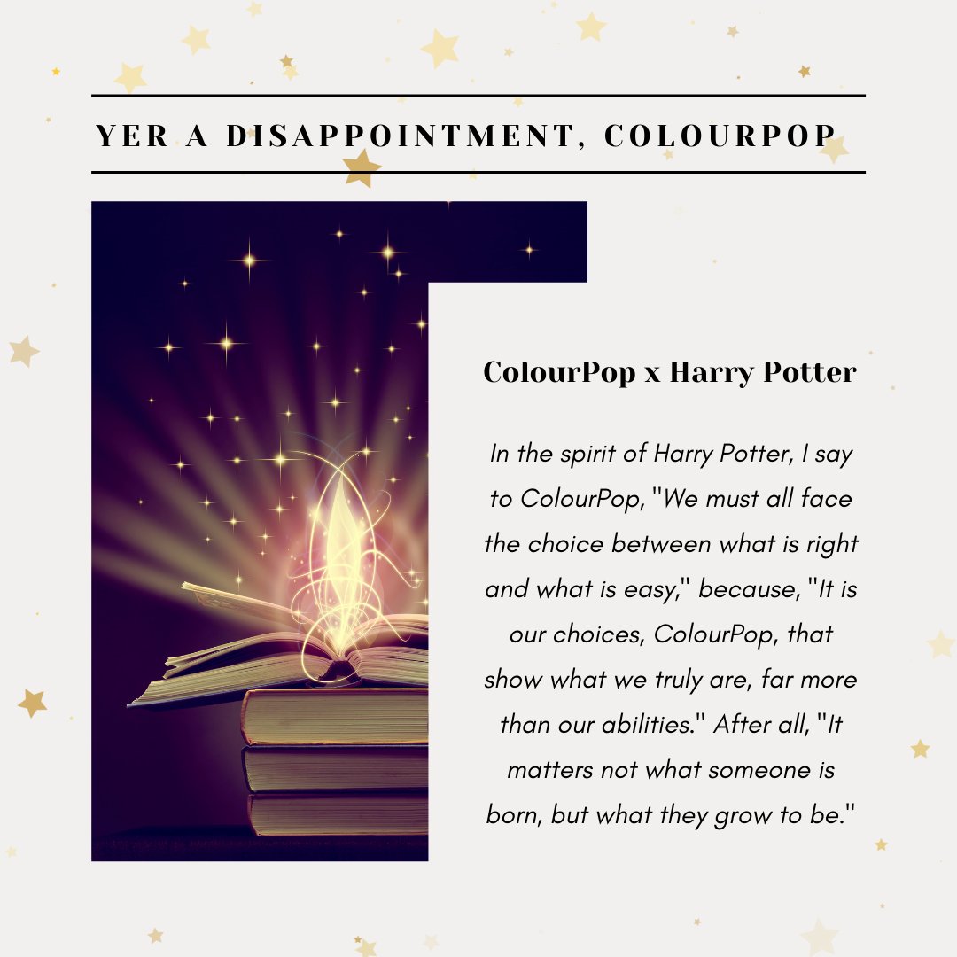 temptalia's tweet photo. New on the blog -- ColourPop x Harry Potter Collection... Yer a Disappointment, ColourPop -- Read now:  https://t.co/M3dJwLSvsh https://t.co/GAMyWJTit8