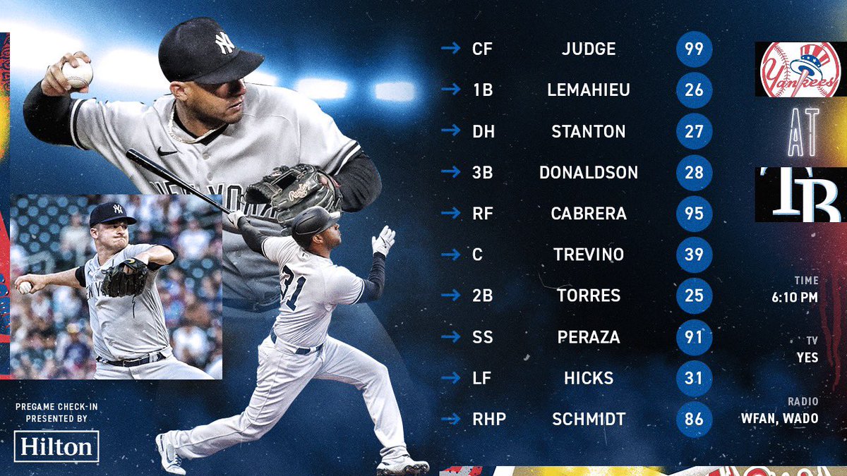 Yankees's tweet image. Saturday Night Baseball. #RepBX 

Presented by @Hilton