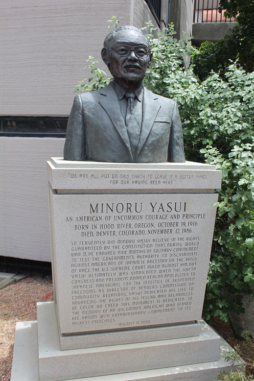 around_denver's tweet photo. #Statue of Minoru Yasui in Sakura Square in #Denver. #Colorado https://t.co/Zdt2oP6yyI