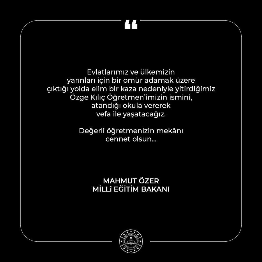 Teşekkürler <a href="/tcmeb/">Millî Eğitim Bakanlığı</a> #ÖzgeKılıçİlkokulu