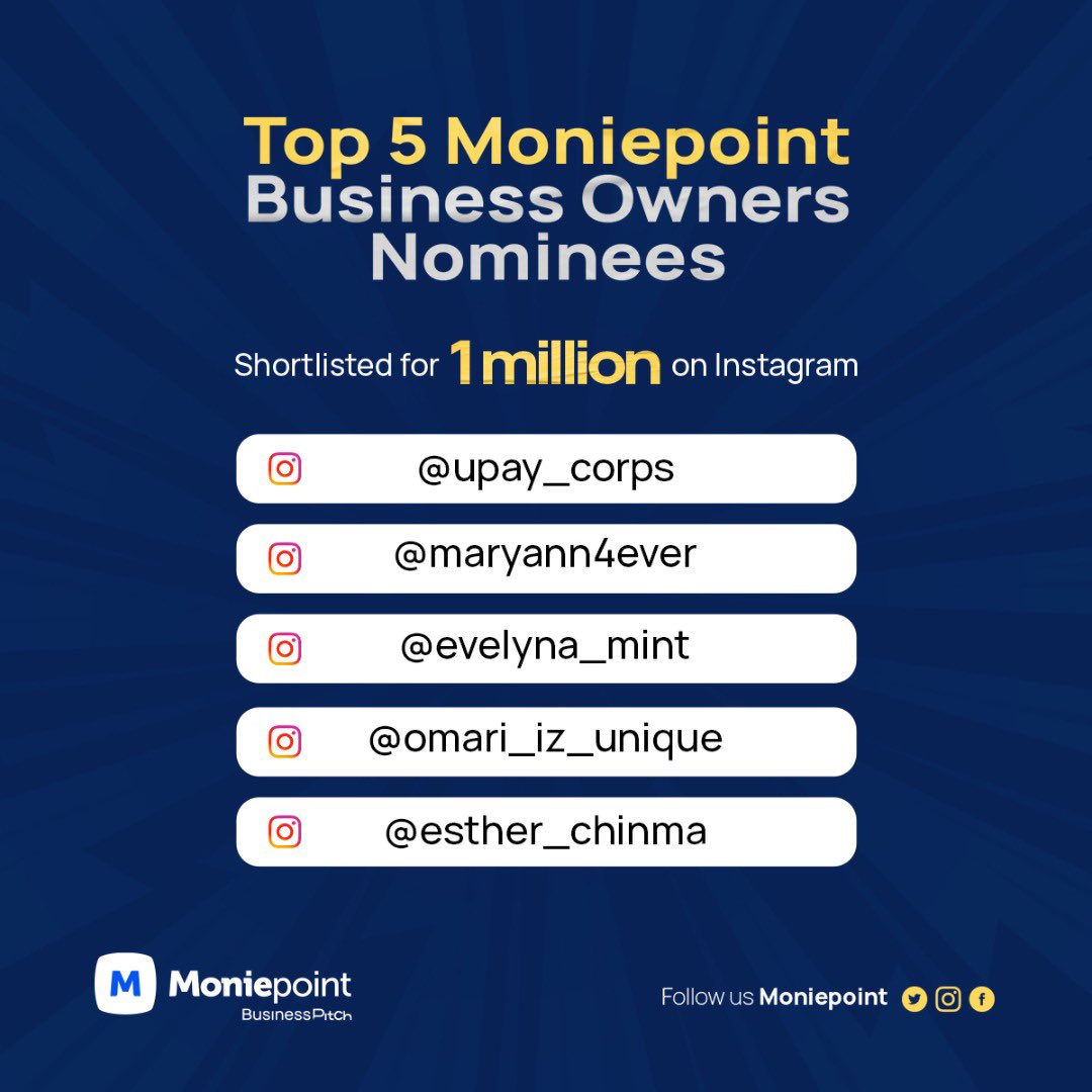 moniepointng's tweet image. What a week‼️

Have you watched the pitches of our 🔟 Moniepoint Business Owners? Tell us who you think is going to be the winner of N1,000,000 this weekend! 

Make sure you stay tuned for the winner announcements of 500k (Instagram and Twitter) and 1m tomorrow!🚀#PoweringDreams